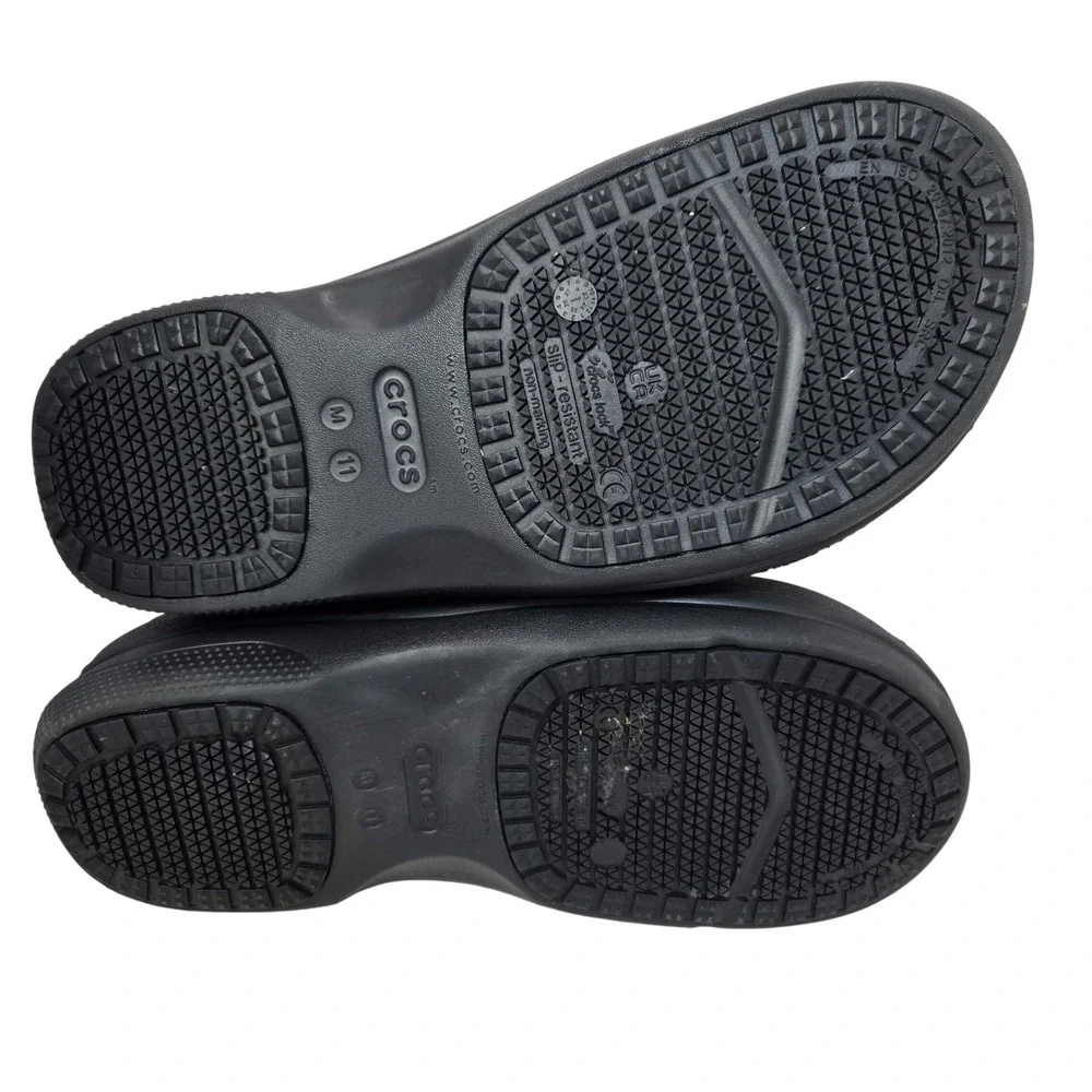 Crocs Clogs Size 11 On-The-Clock Work Slip-On Black LiteRide Slip Resistant 1509